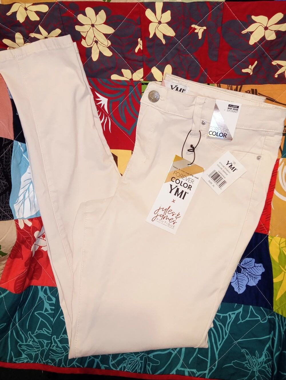 NWT YMI Mid Rise Light Beige Skinny Jeans - Forever Color Size XL.
